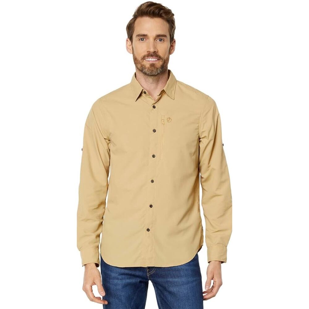 Fjallraven Men’s Abisko Hike Shirt Long Sleeve Tan Hiking Large Camping